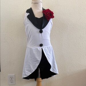 Chic Kids Dance Costume with Red Floral Accent